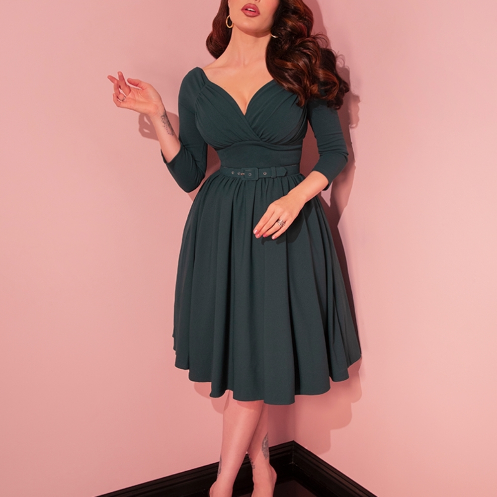 Micheline Pitt Vixen Hunter Green Starlet Swing Dress